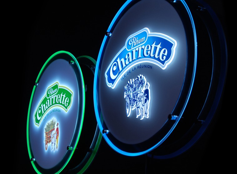 Charrette Blue + Green Krystal LED Signs